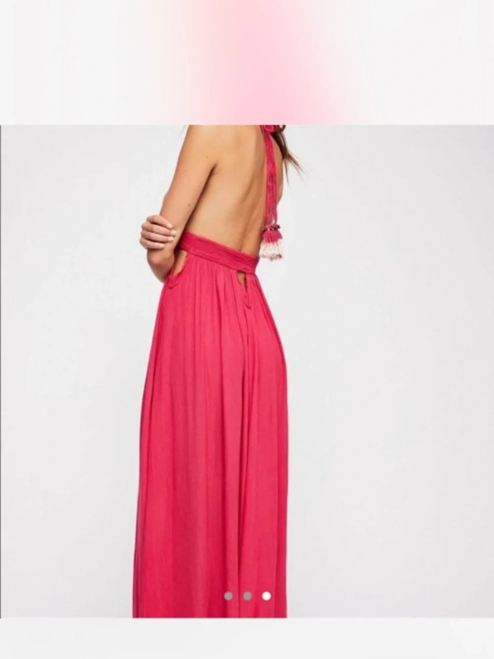 Free People look into the sun  Orange  Backless Halter Maxi Dress size small - Picture 5 of 9